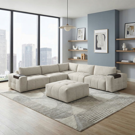 Tidal Taupe 6-Piece Modular Sectional with Ottoman from Homelegance - Luna Furniture