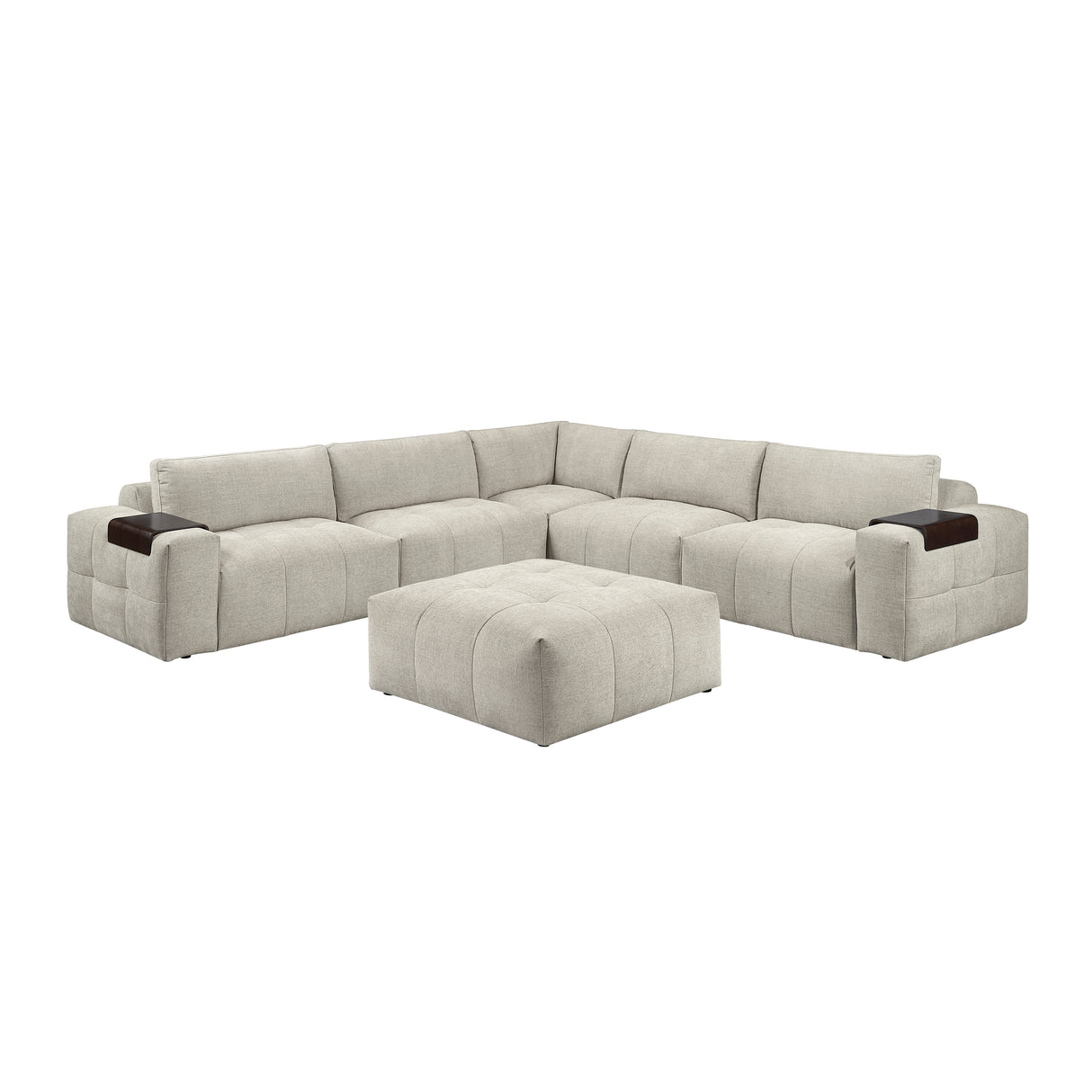 Tidal Taupe 6-Piece Modular Sectional with Ottoman from Homelegance - Luna Furniture