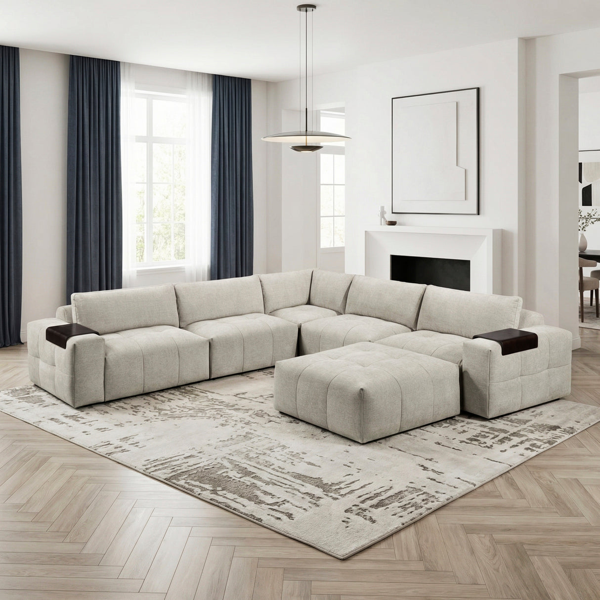 Tidal Taupe 6-Piece Modular Sectional with Ottoman from Homelegance - Luna Furniture