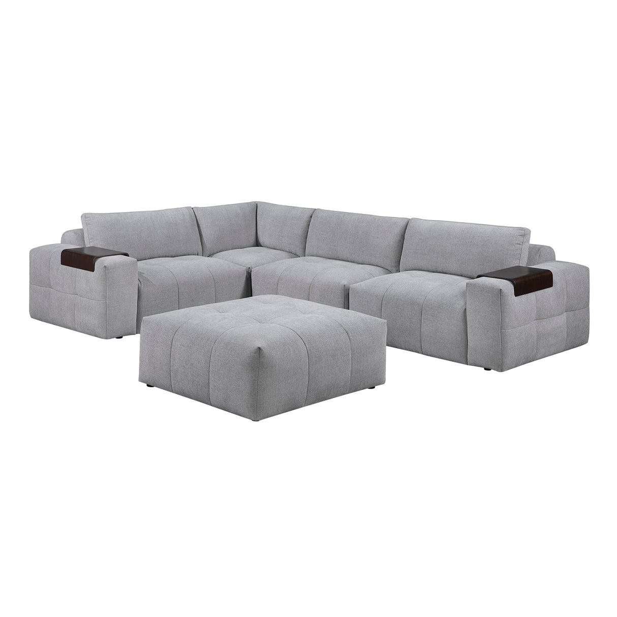 Tidal Gray 5-Piece Modular Sectional with Ottoman from Homelegance - Luna Furniture