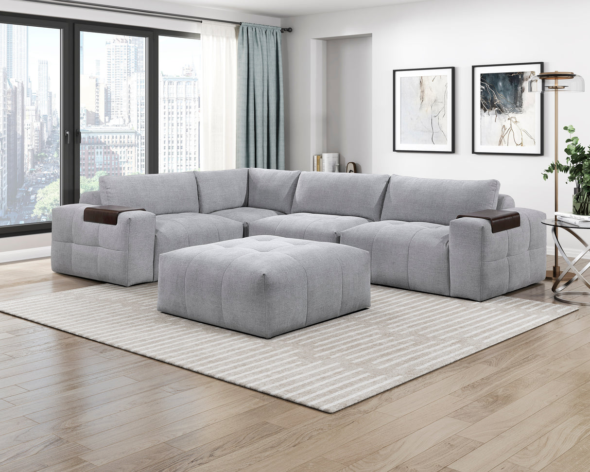 Tidal Gray 5-Piece Modular Sectional with Ottoman from Homelegance - Luna Furniture