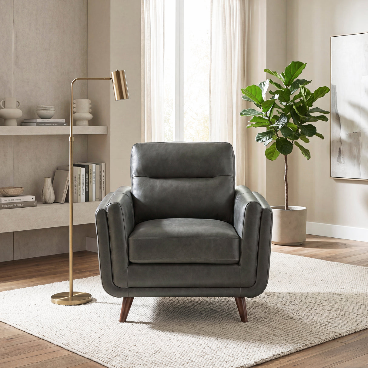 Slate Dark Gray Leather Chair