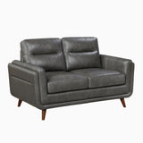 Slate Dark Gray Leather Loveseat