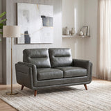 Slate Dark Gray Leather Loveseat from Homelegance - Luna Furniture