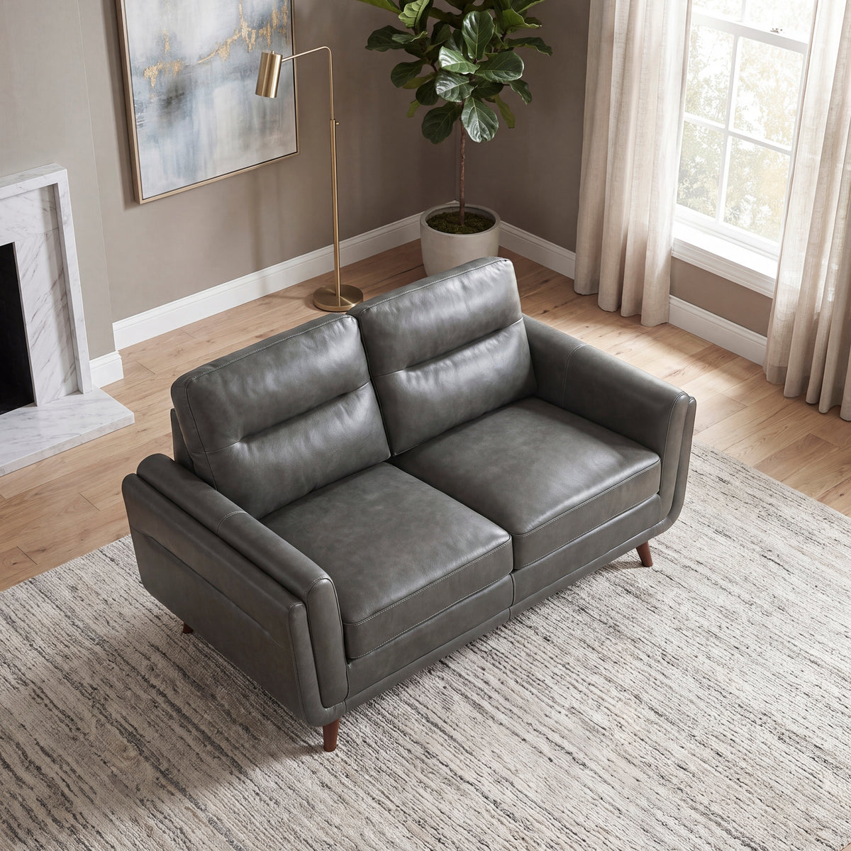 Slate Dark Gray Leather Loveseat from Homelegance - Luna Furniture