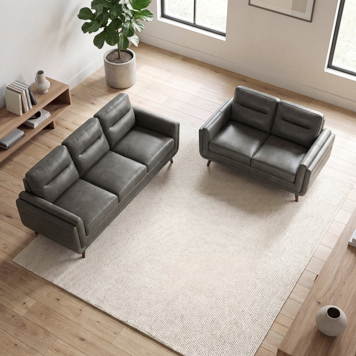 Slate Dark Gray Leather Loveseat from Homelegance - Luna Furniture