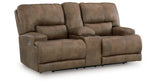 Beckley Place Earth Power Reclining Loveseat with Console from Ashley - Luna Furniture