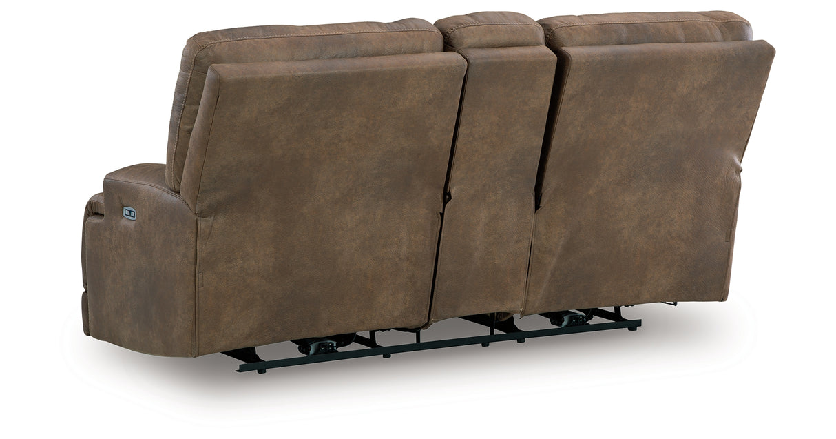 Beckley Place Earth Power Reclining Loveseat with Console from Ashley - Luna Furniture