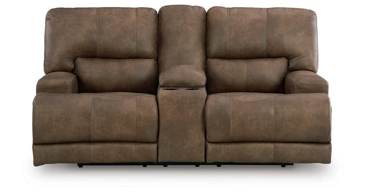 Beckley Place Earth Power Reclining Loveseat with Console from Ashley - Luna Furniture