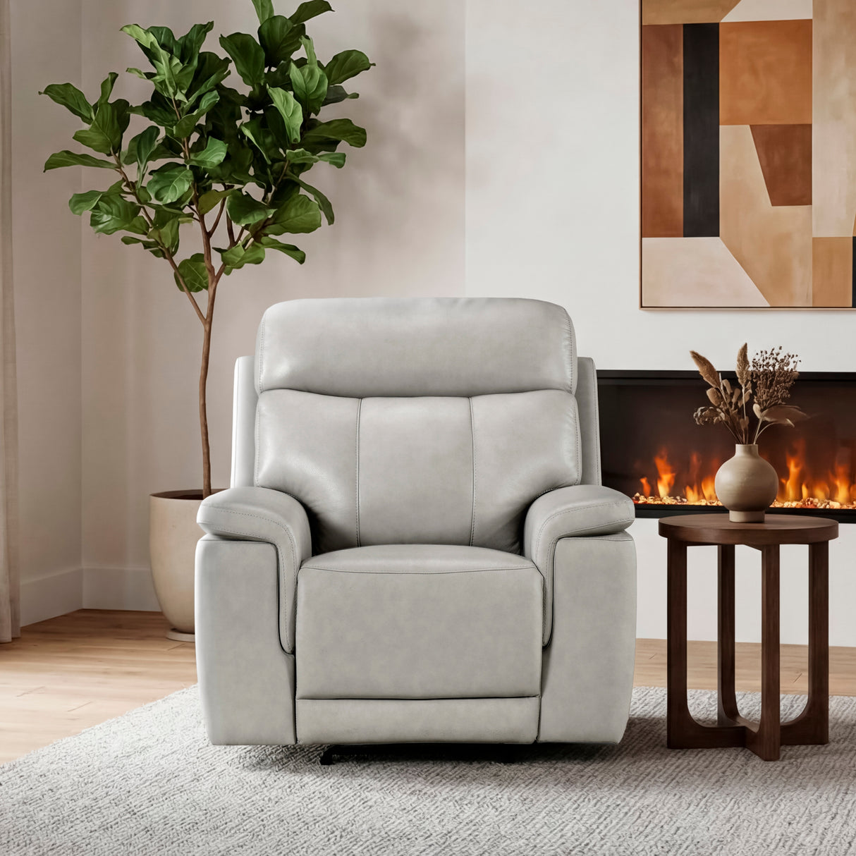 Celestia Light Gray Power Glider Reclining Chair with Power Headrest