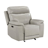 Celestia Light Gray Power Glider Reclining Chair with Power Headrest