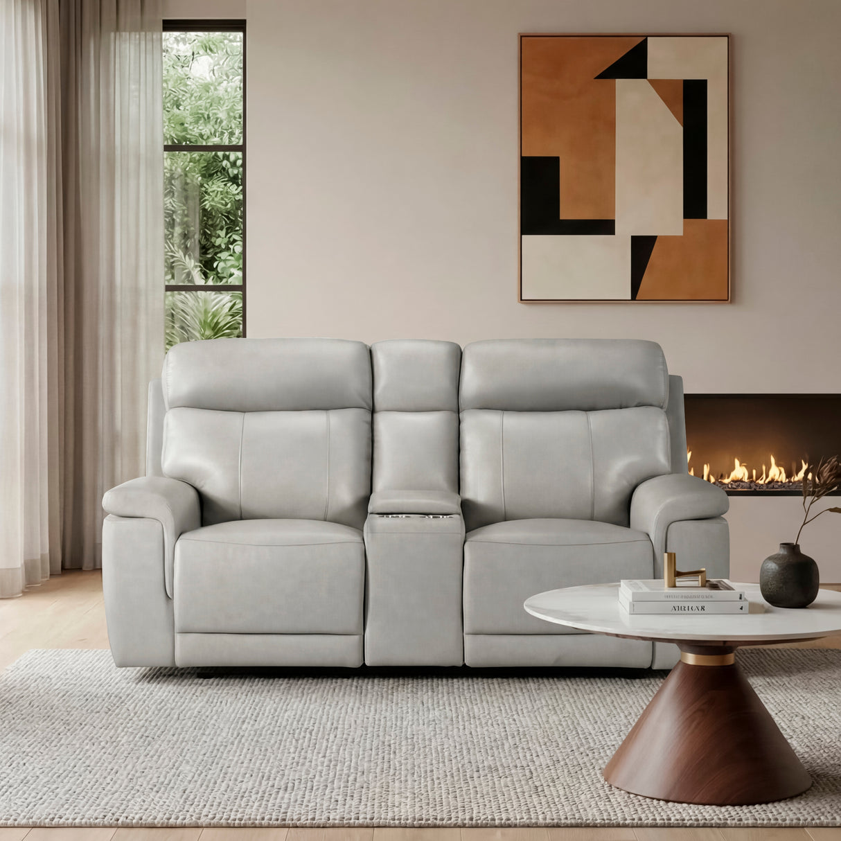 9199TPE-2PWH Power Double Reclining Love Seat with Power Headrest and Center Console from Homelegance - Luna Furniture