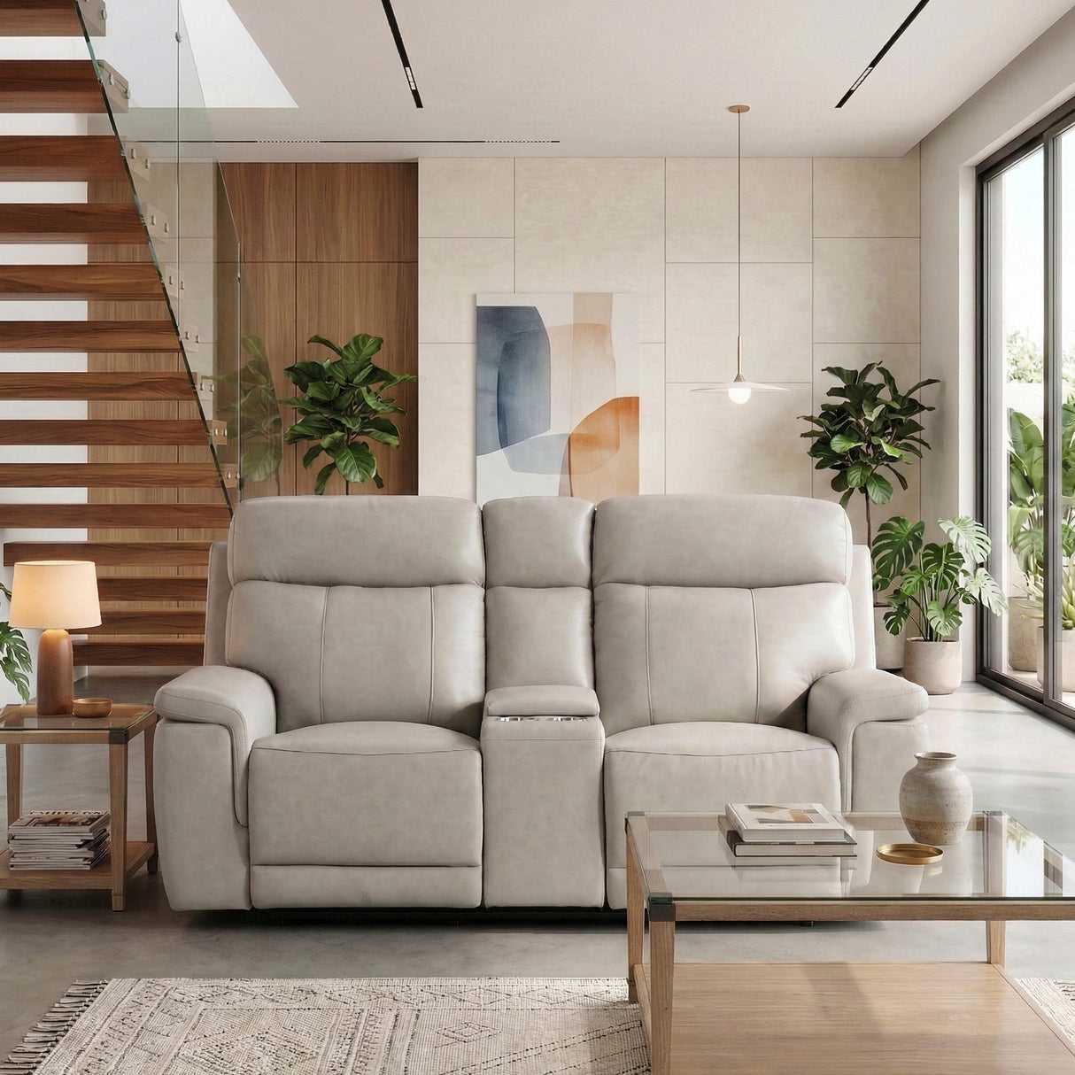 9199TPE-2PWH Power Double Reclining Love Seat with Power Headrest and Center Console from Homelegance - Luna Furniture