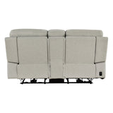 Celestia Light Gray Power Double Reclining Loveseat with Power Headrest and Center Console