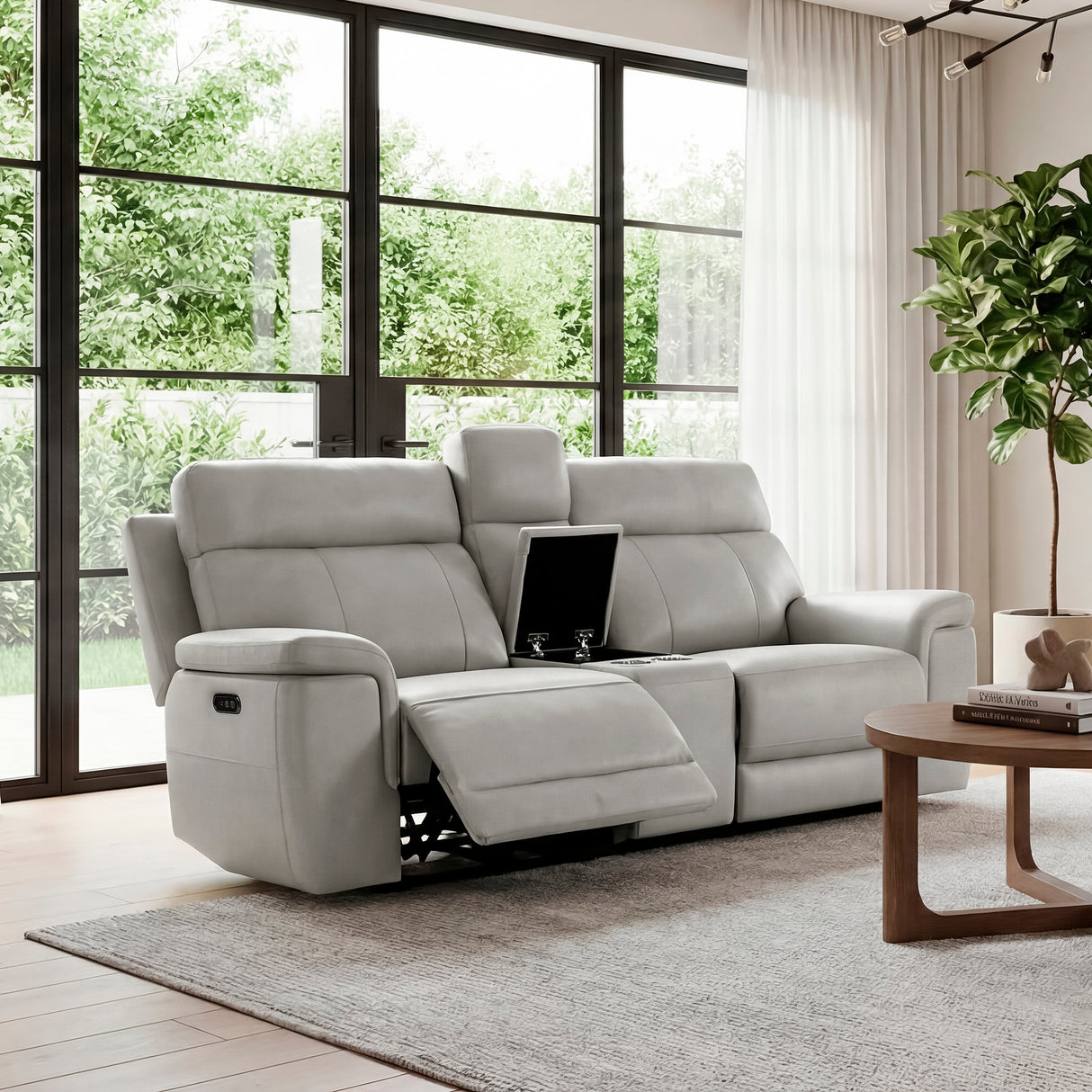 9199TPE-2PWH Power Double Reclining Love Seat with Power Headrest and Center Console from Homelegance - Luna Furniture