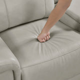 Celestia Light Gray Power Double Reclining Loveseat with Power Headrest and Center Console
