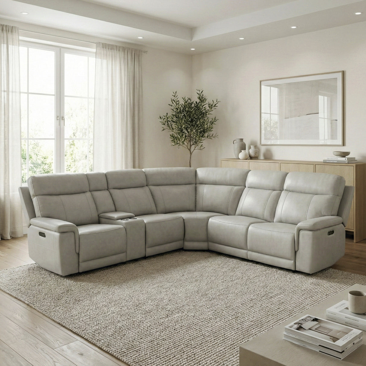 Celestia Taupe 6-Piece Power Reclining Sectional from Homelegance - Luna Furniture