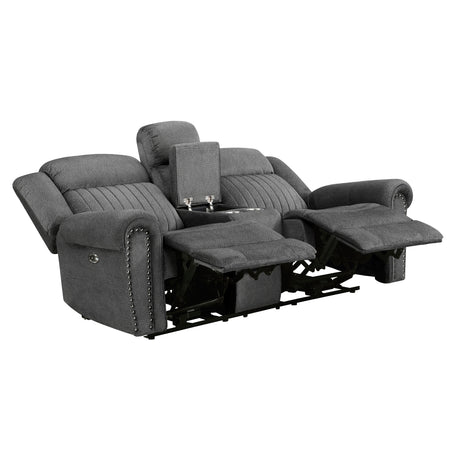 Brennen Charcoal Power Double Reclining Sofa from Homelegance - Luna Furniture