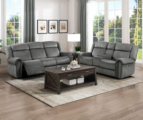 Brennen Charcoal 2-Piece Power Double Reclining Set from Homelegance - Luna Furniture