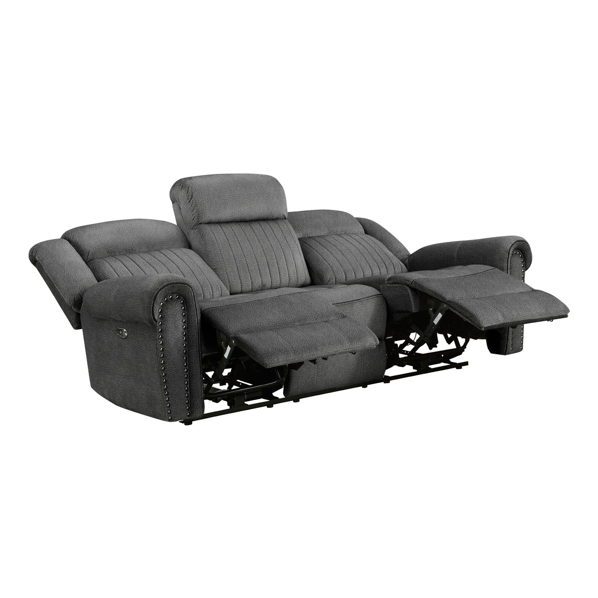Brennen Charcoal Power Double Reclining Loveseat from Homelegance - Luna Furniture