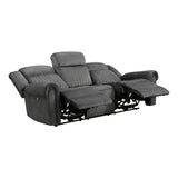 Brennen Charcoal Power Double Reclining Loveseat from Homelegance - Luna Furniture