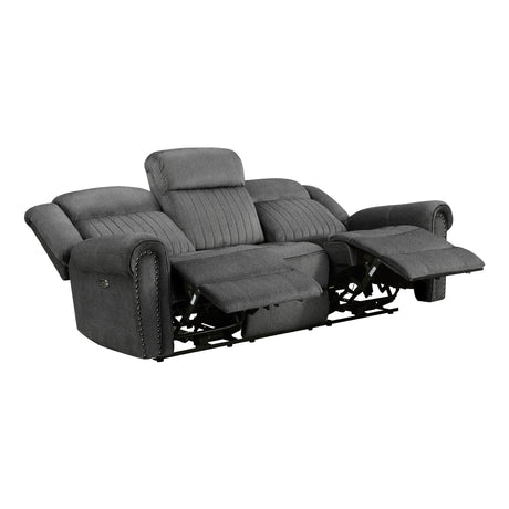 Brennen Charcoal Power Double Reclining Loveseat from Homelegance - Luna Furniture