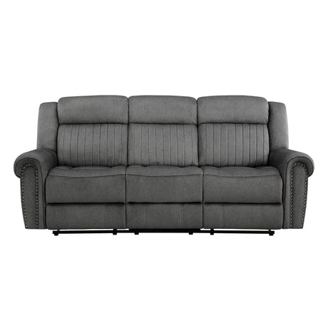 Brennen Charcoal Double Reclining Loveseat with Center Console from Homelegance - Luna Furniture