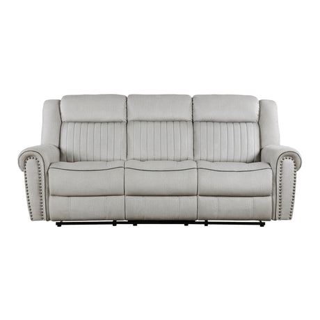 Brennen Mist Double Reclining Loveseat with Center Console from Homelegance - Luna Furniture