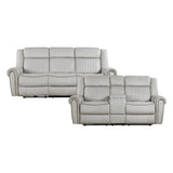 Brennen Mist Double Reclining Loveseat with Center Console from Homelegance - Luna Furniture