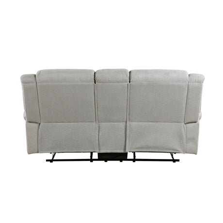 Brennen Mist Double Reclining Loveseat with Center Console from Homelegance - Luna Furniture
