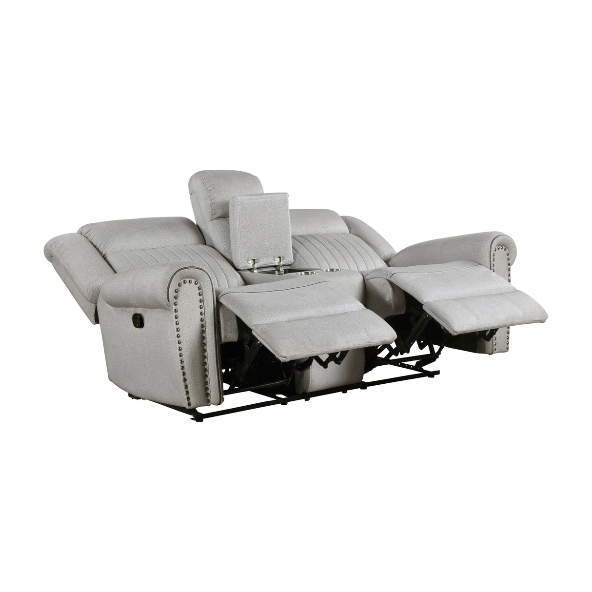 Brennen Mist Double Reclining Loveseat with Center Console from Homelegance - Luna Furniture