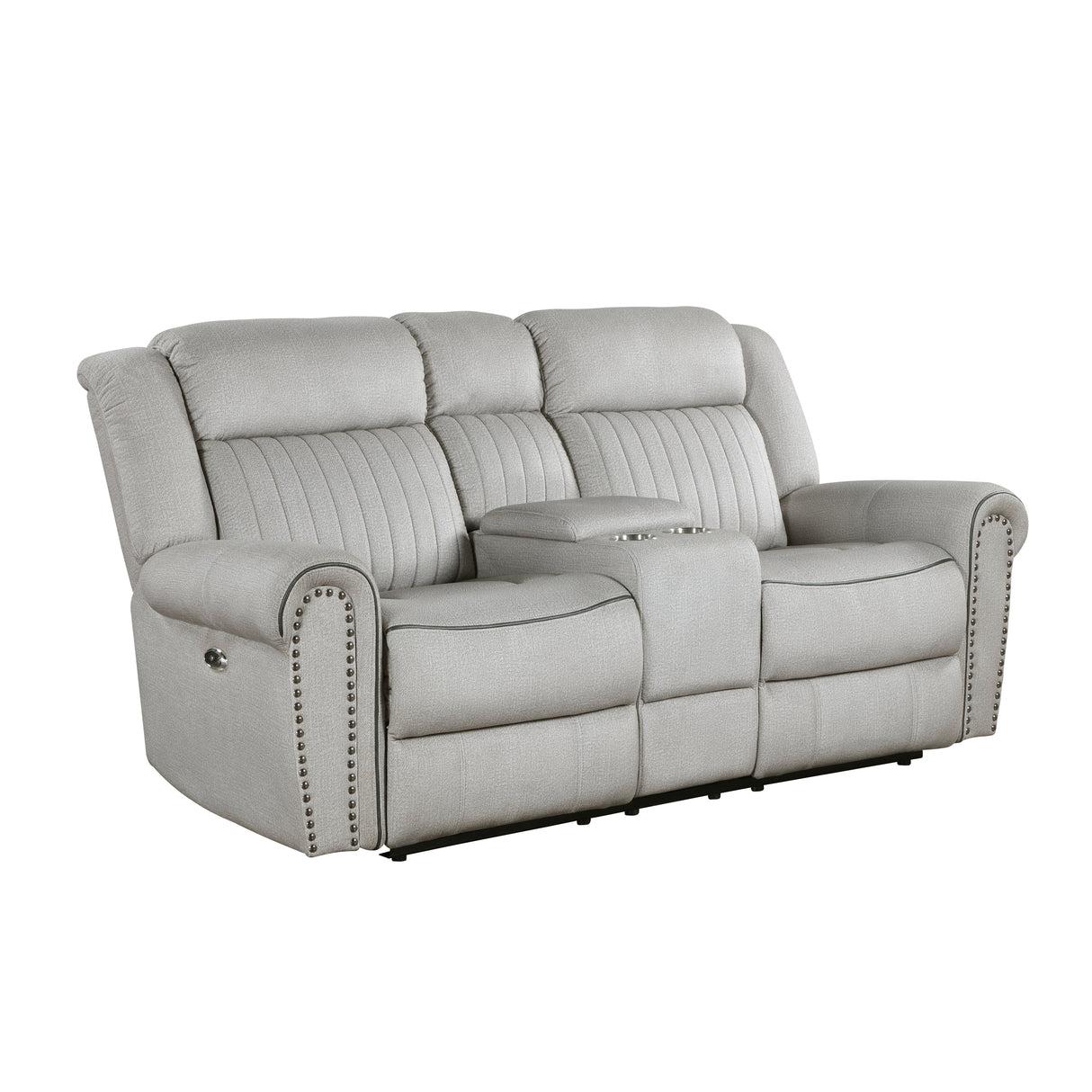 Brennen Mist Power Double Reclining Loveseat with Center Console from Homelegance - Luna Furniture