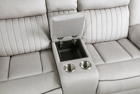 Brennen Mist Power Double Reclining Loveseat with Center Console from Homelegance - Luna Furniture