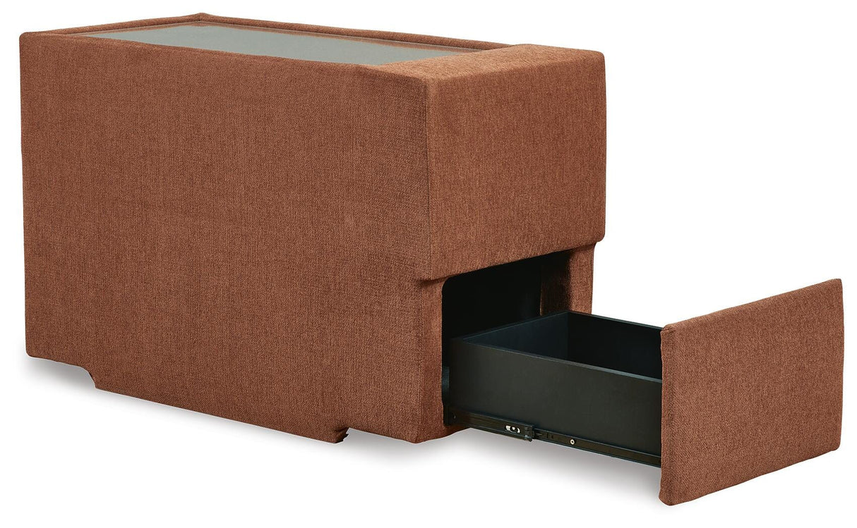 Modmax 6-Piece LAF Chaise Sectional with Ottoman and Storage Console in Spice from Ashley - Luna Furniture