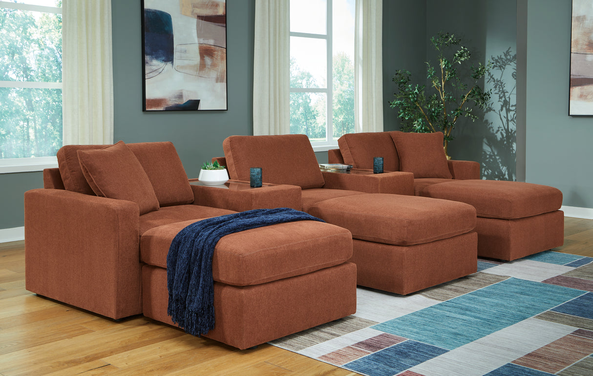 Modmax 5-Piece Sectional with Ottoman in Spice from Ashley - Luna Furniture