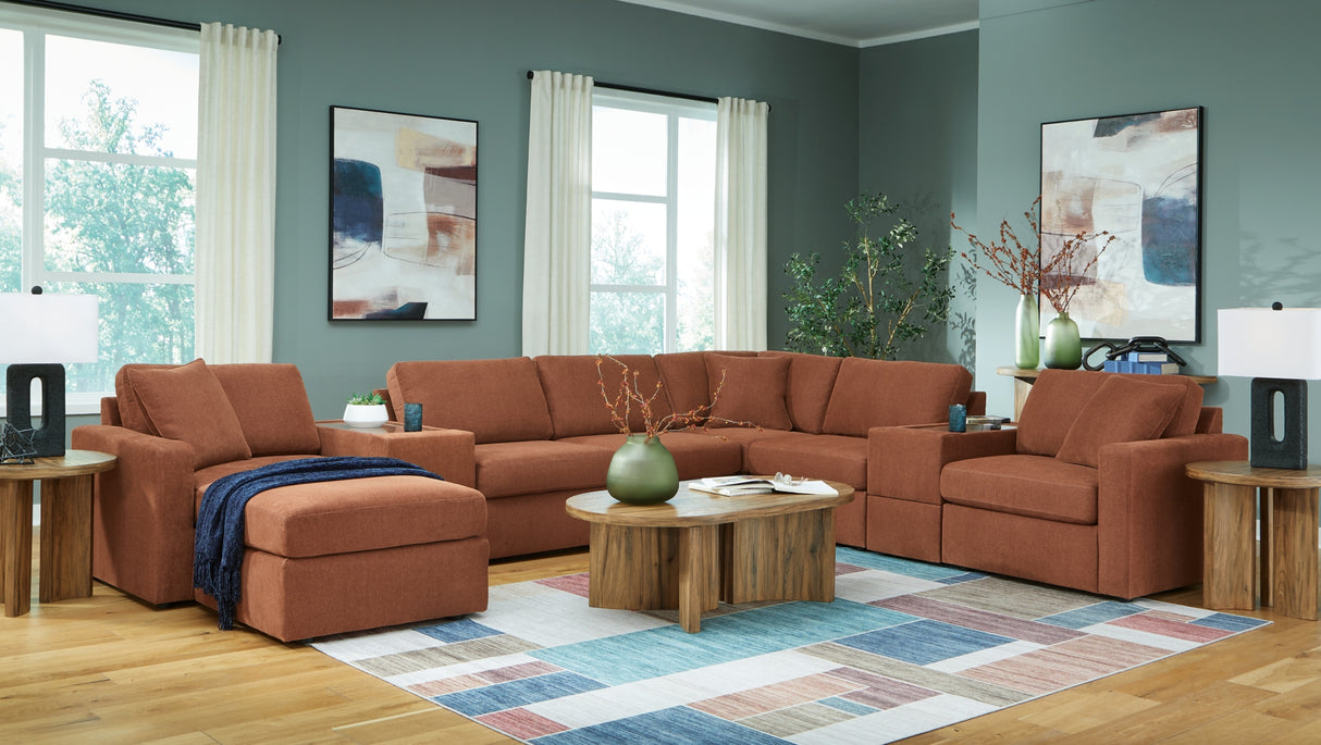 Modmax 6-Piece Sectional with Ottoman in Spice from Ashley - Luna Furniture