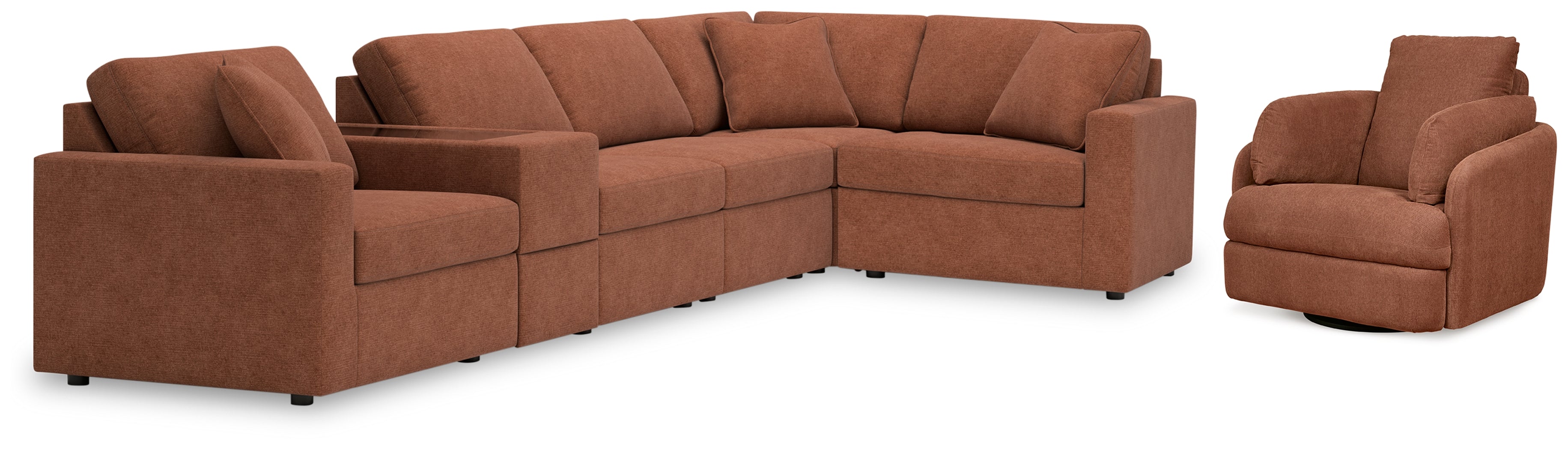 Ashley Modmax 6-Piece Sectional with Recliner in Spice – Luna