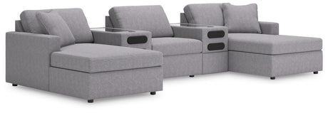 Modmax Granite 5-Piece Double Storage Chaise Sectional with Audio Consoles from Ashley - Luna Furniture