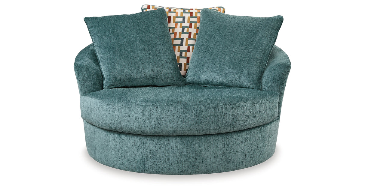 Laylabrook Teal Oversized Swivel Accent Chair from Ashley Furniture - Luna Furniture