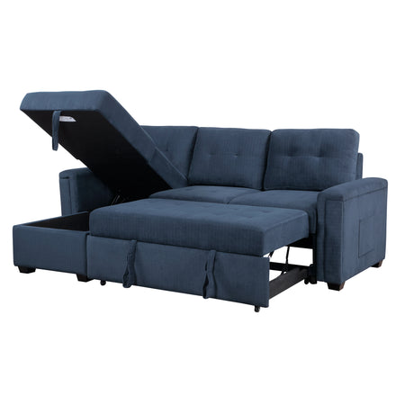 Barbara Navy Reversible Sectional with Hidden Storage and Pull-out Bed from Homelegance - Luna Furniture