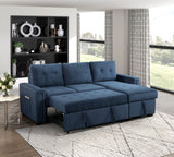 Barbara Navy Reversible Sectional with Hidden Storage and Pull-out Bed from Homelegance - Luna Furniture