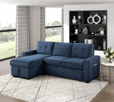 Barbara Navy Reversible Sectional with Hidden Storage and Pull-out Bed from Homelegance - Luna Furniture