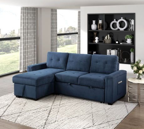 Barbara Navy Reversible Sectional with Hidden Storage and Pull-out Bed from Homelegance - Luna Furniture