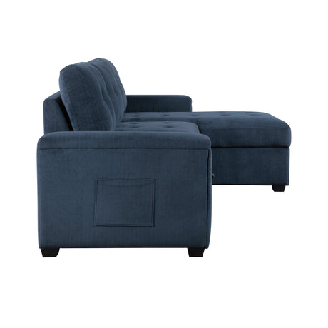 Barbara Navy Reversible Sectional with Hidden Storage and Pull-out Bed from Homelegance - Luna Furniture