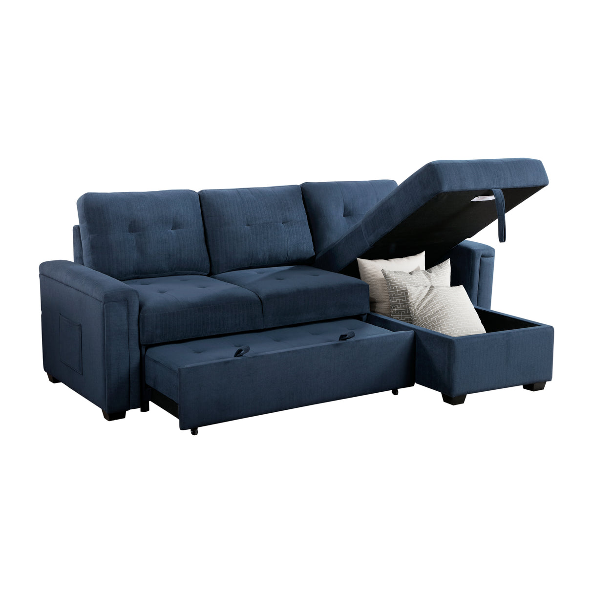Barbara Navy Reversible Sectional with Hidden Storage and Pull-out Bed from Homelegance - Luna Furniture