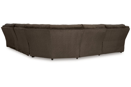Top Tier Chocolate 6-Piece LAF Chaise Reclining Sectional from Ashley - Luna Furniture