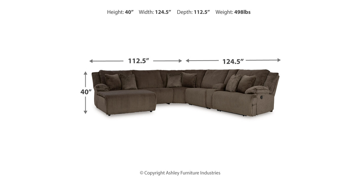 Top Tier Chocolate 6-Piece Sectional with Recliner from Ashley - Luna Furniture