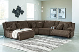 Top Tier Chocolate 6-Piece LAF Chaise Reclining Sectional from Ashley - Luna Furniture