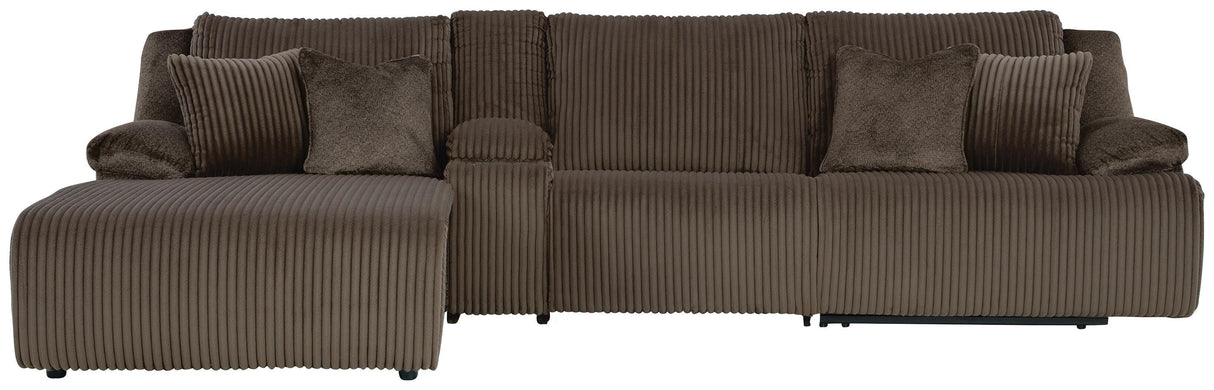 Top Tier Chocolate 4-Piece Reclining Sectional with Chaise from Ashley - Luna Furniture