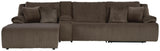 Top Tier Chocolate 4-Piece Reclining Sectional with Chaise from Ashley - Luna Furniture